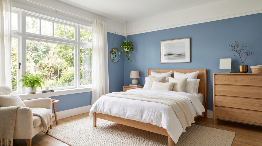 Moody Navy Blue Master Bedroom