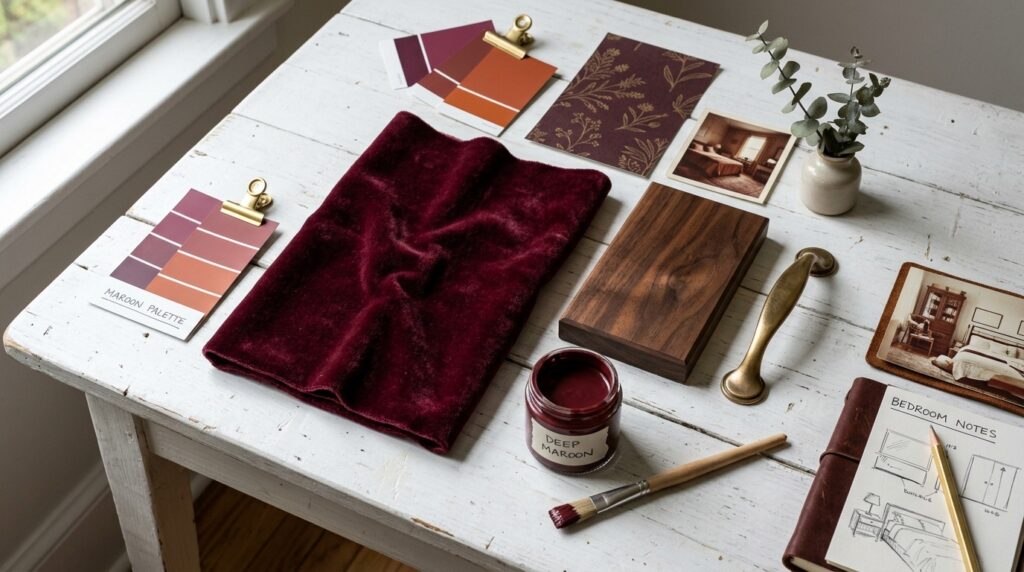 Maroon Interior Design Mood Board