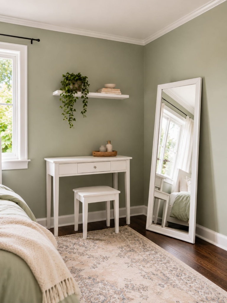White Vanity Desk Floating Shelf